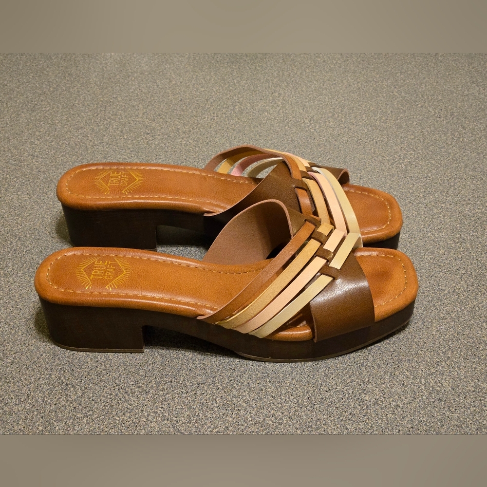 True Craft Klick Strappy Sandal Tan MultiColor Women's Size 8 - Picture 6 of 7
